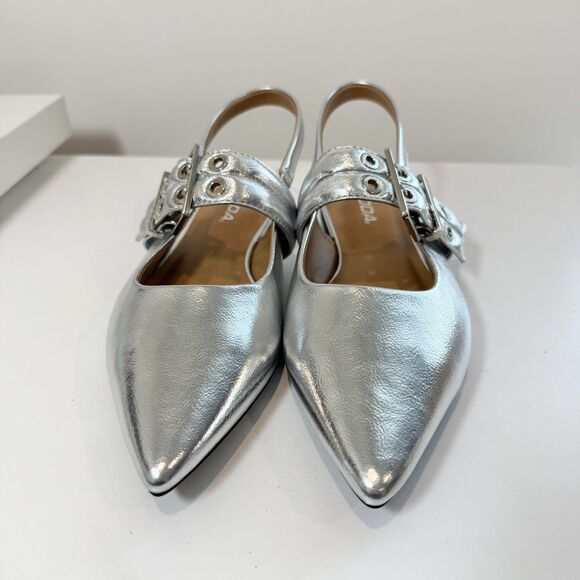 Soda Silver Flats with Buckle Detail - Picture 2 of 6